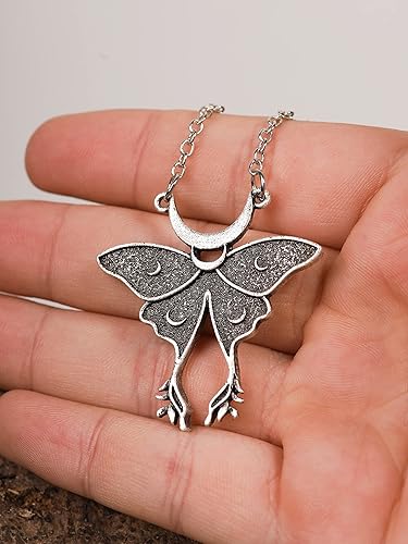 Miniatura 4 de HAQUIL Moth Necklace, Moon Phase Moth Pendant, Wiccan Jewelry Gift for Women