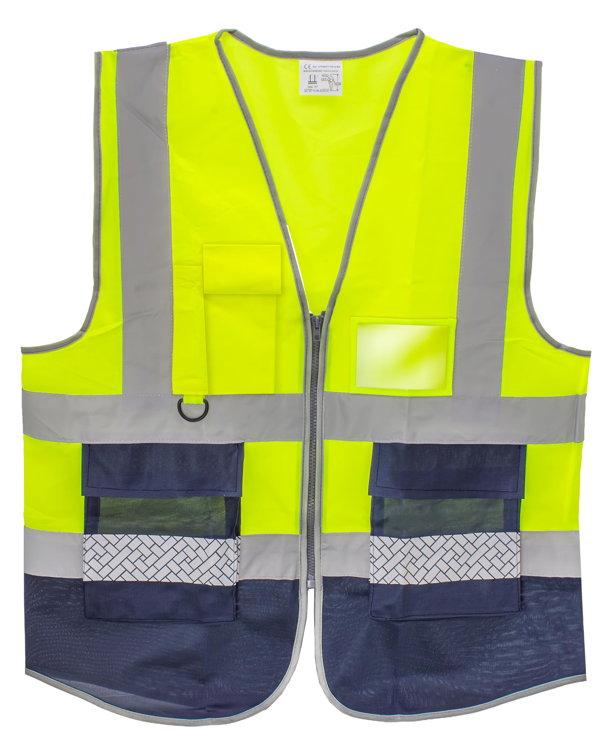 Chaleco de seguridad reflectante DTF (Alta Visibilidad de Clase 2) - Argolla para enganchar objetos - Bolsillos amplios