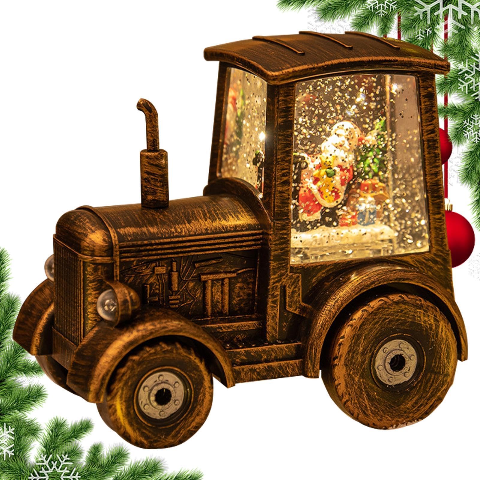 Bola de nieve de tractor Wpsagek y linterna de bronce vintage a pilas para mesa