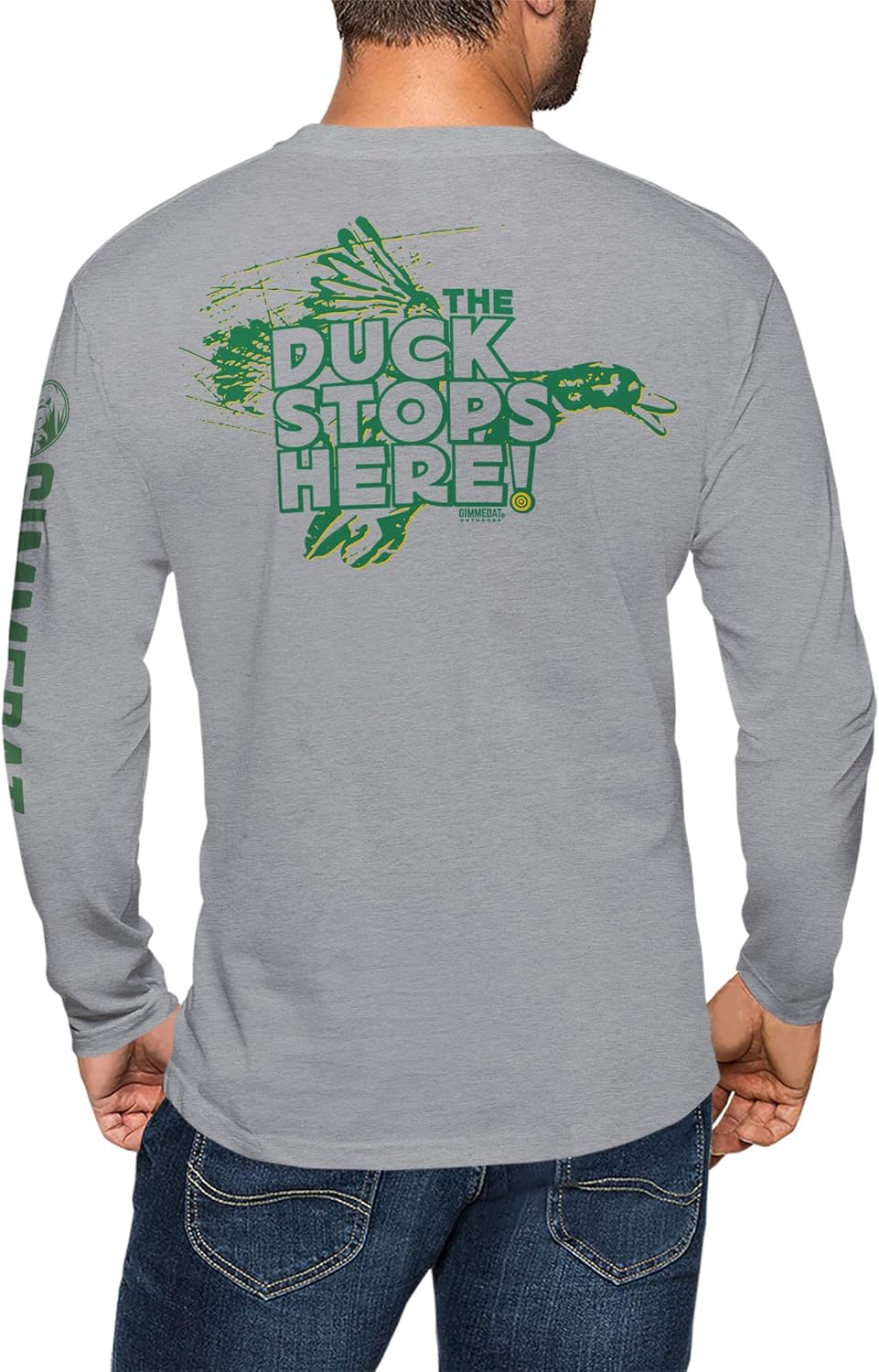 GIMMEDAT Duck Hunting Mens Long Sleeve Shirt Duck Stops Here Graphic T-Shirt Dad Gift…