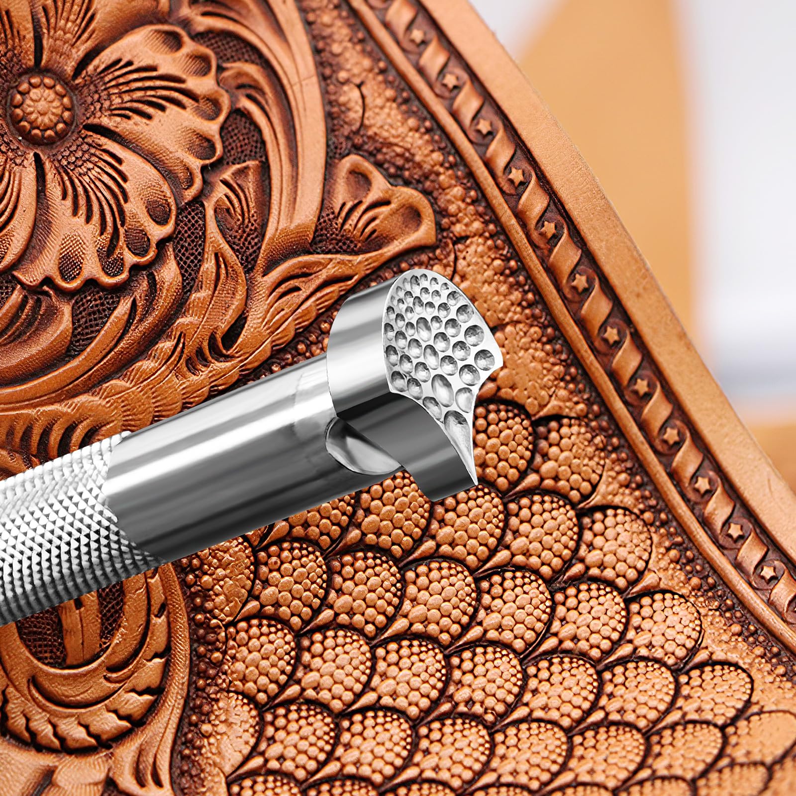 Dragon Scale Stamp Leather Stamps Tool Stamping Tool 304 Stainless Steel Professional Carving Tools for DIY LeatherCrafts