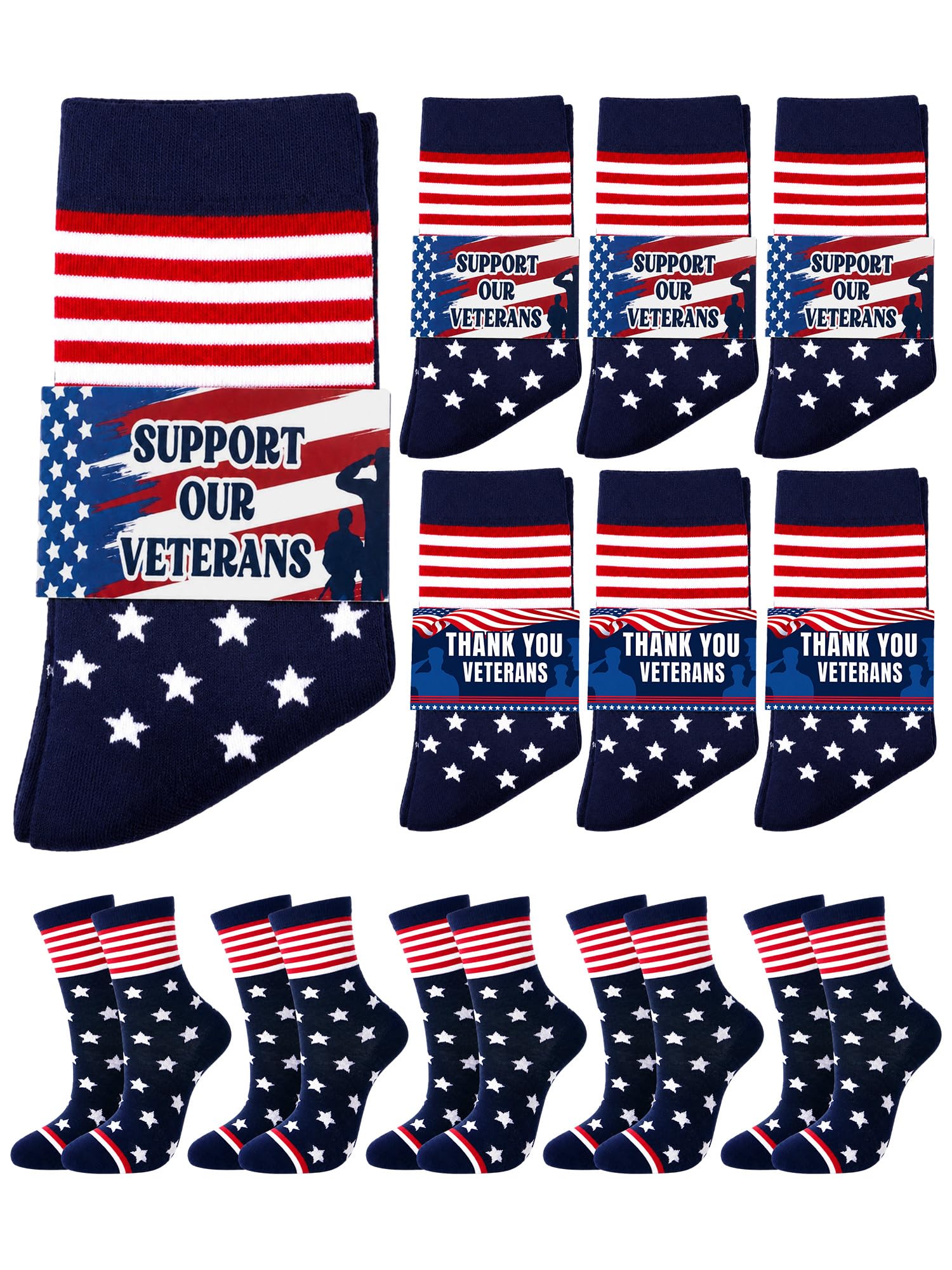 12 Pairs Veterans Day Gifts American Flag Socks