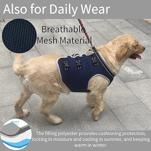 Miniatura 5 de Afuwarm Arnés de elevación para perros, chaleco de soporte de recuperación para piernas delanteras, transportador de movilidad con asa para personas