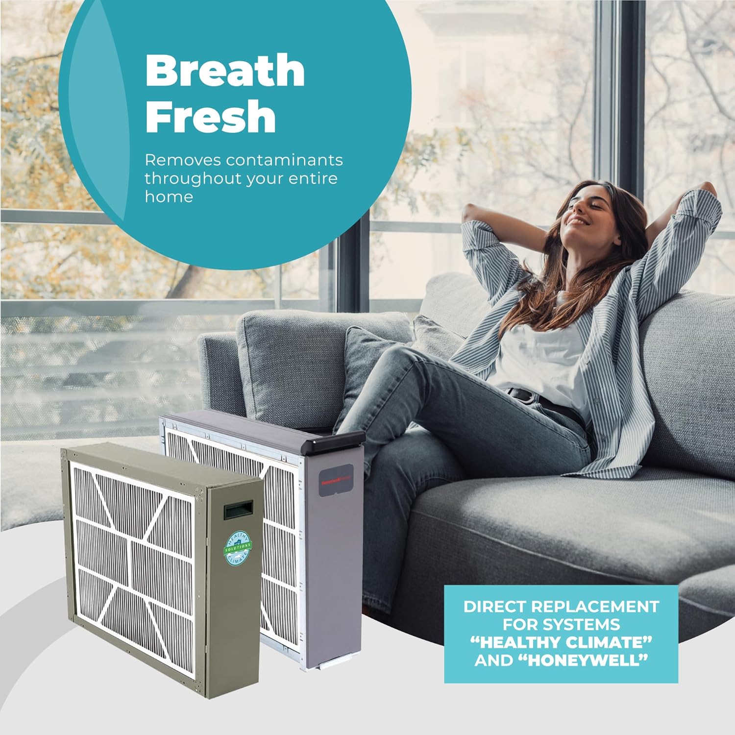 Lennox X7935 20x20x5 Furnace Filter, Healthy Climate Carbon Clean Merv 16 Home HVAC Air Filter, 2 Pack with Wholesalehome Cleaning Cloth