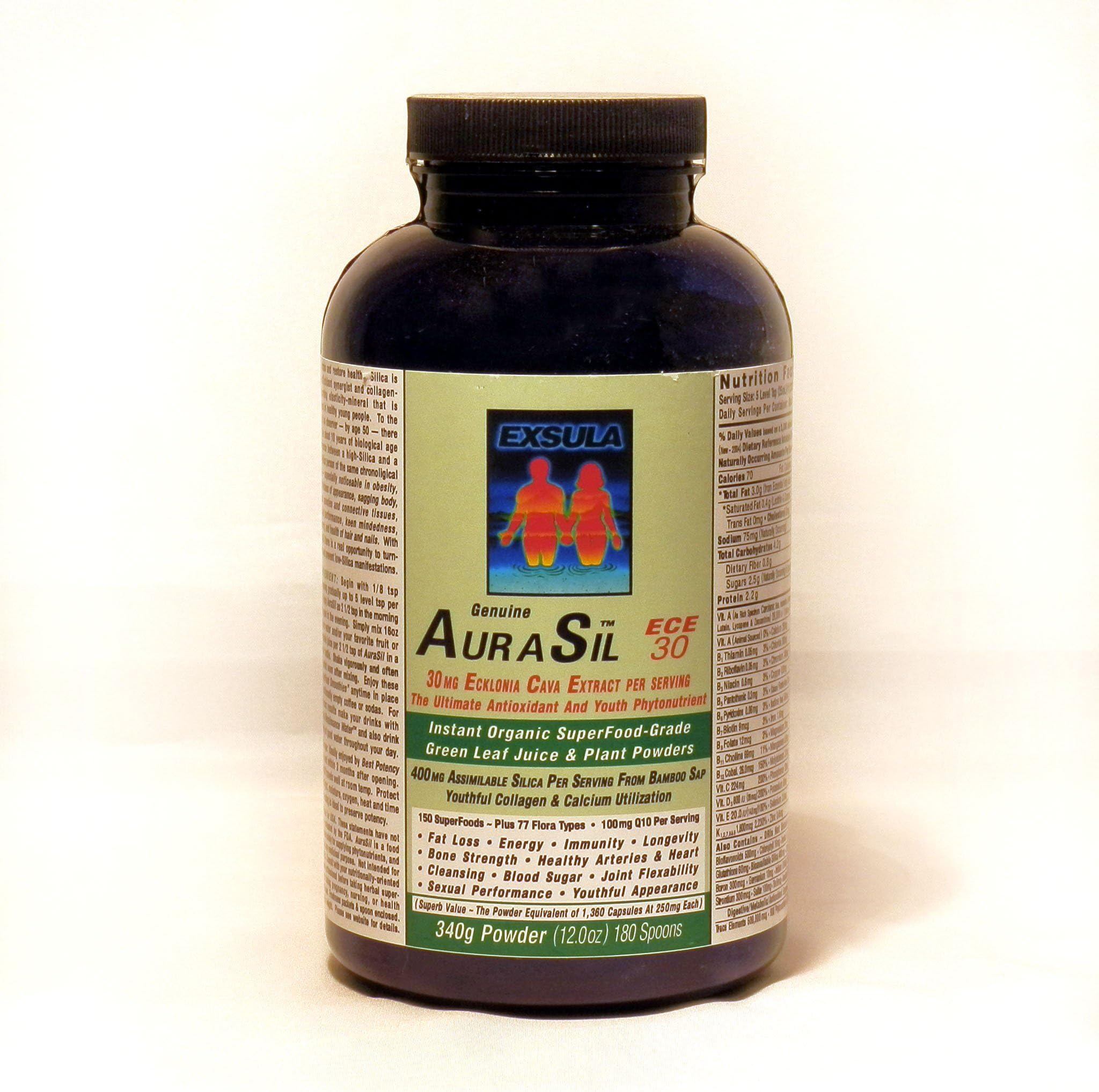 Exsula AuraSil 300 - Aids in Growing Stronger Bones - Promotes Youthful Skin, Nails and Hair - Assists in Minimizing Joint Discomfort - Helps in Improving The Heart and Mind (300mg Ecklonia)