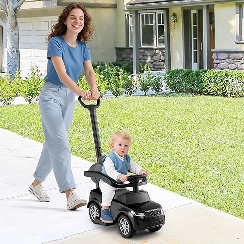 Miniatura 2 de INFANS - Automóvil de empuje con licencia Landrover para niños pequeños, 3 en 1 con mango de empuje, bocina, música, almacenamiento debajo, juguetes