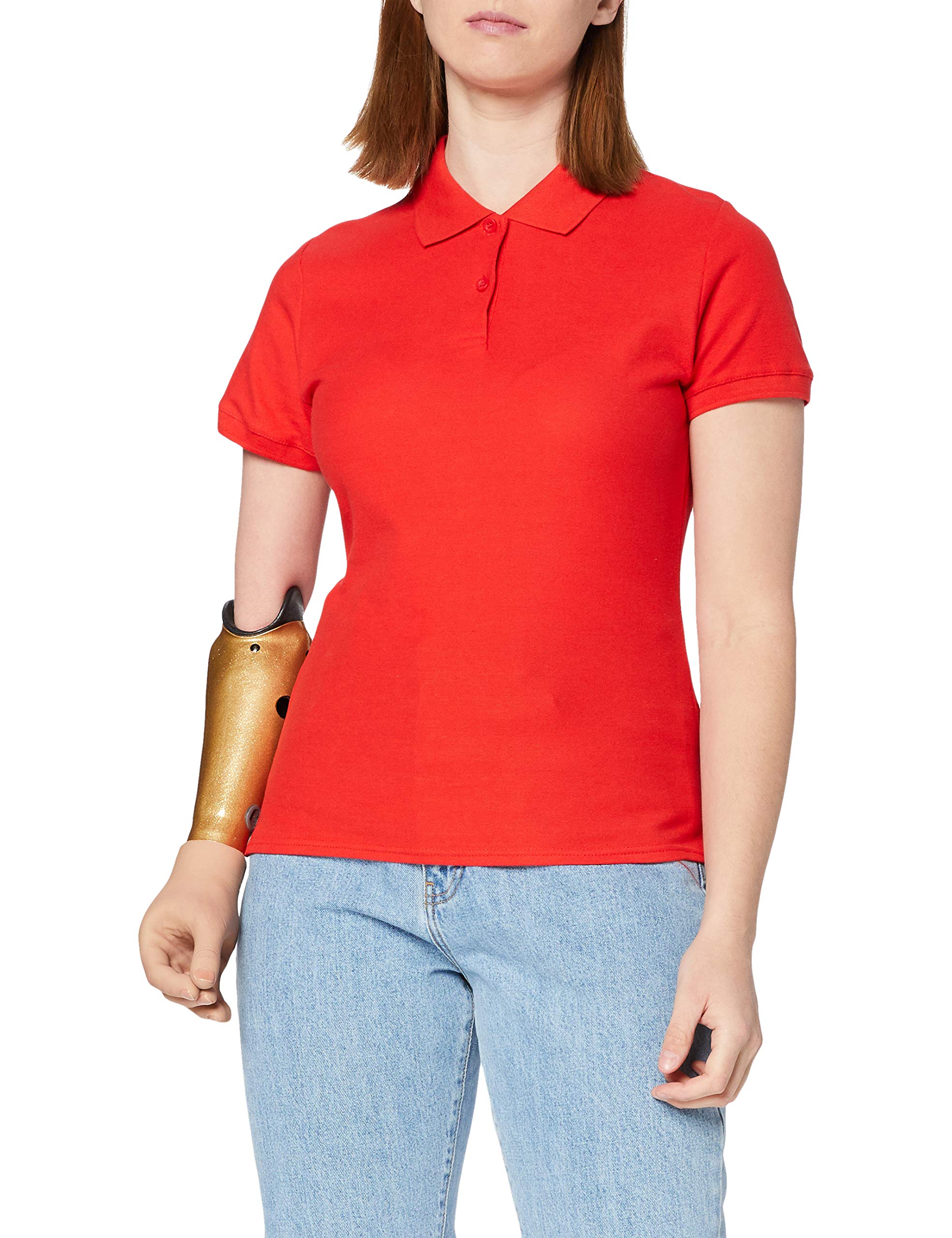 Fruit of the Loom Women's Premium Polo Shirt, Red, 14 (Manufacturer Size:Large)