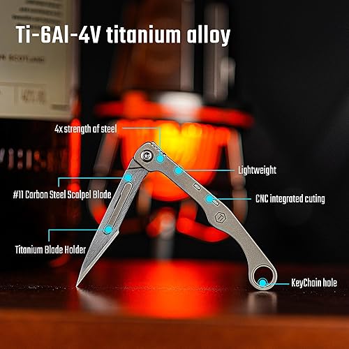 Vista 16 de KeyUnity KK07 - Cuchilla de precisión para manualidades, mango de titanio, mini herramienta de corte para manualidades, proyectos de bricolaje