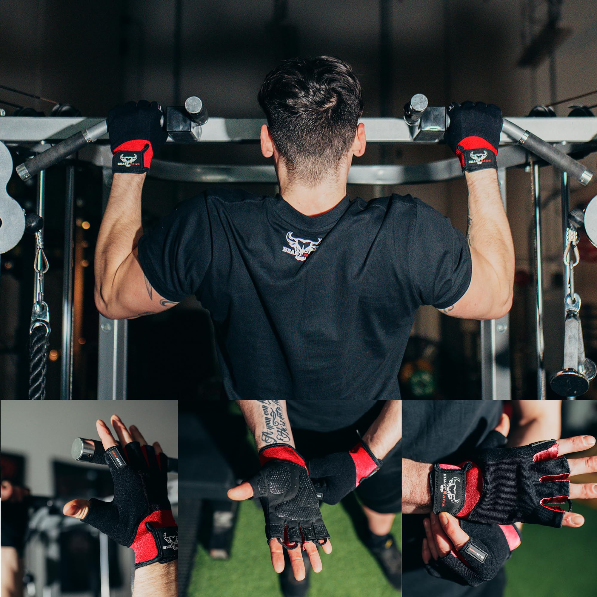 BEAST RAGE Guanti Palestra Ideali da Sollevamento Pesi Ciclismo Guanto Gloves for Gym Allenamento Traspiranti e Aderenti Training Guantini Palestra per Uomo e Donna
