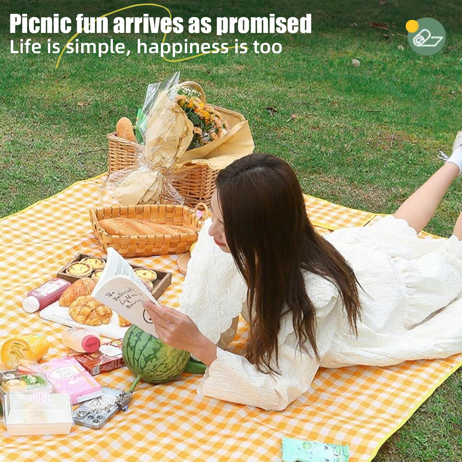 Coperta da picnic impermeabile portatile – pieghevole con manico 8 colori 2 misure (150 x 200 cm) per attività all'aperto, spiaggia, campeggio e divertimento in famiglia