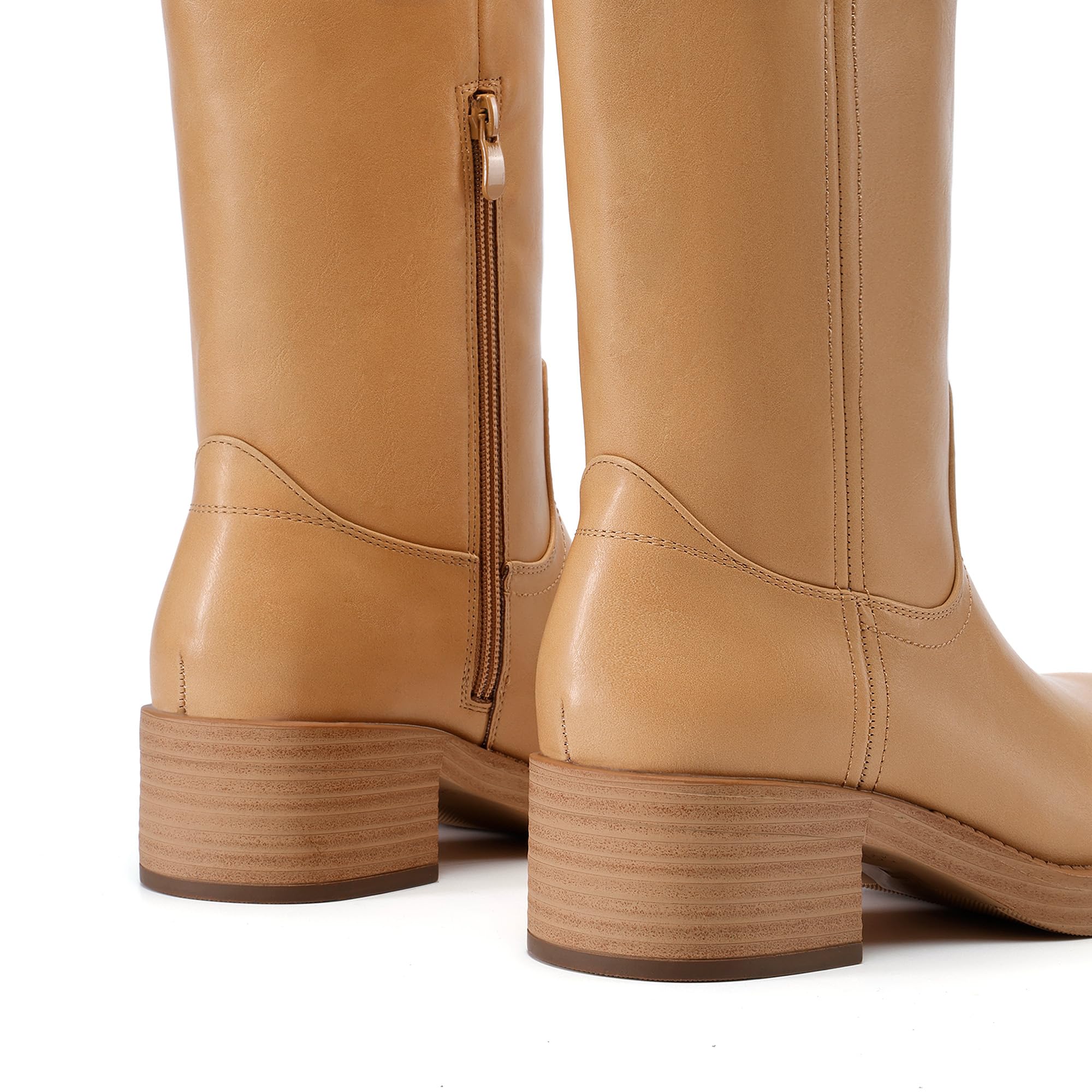 DREAM PAIRS Stivali Alti al Ginocchio da Equitazione con Plateau, Tacco Grosso e Blocco, Cerniera Laterale, Comodi Stivali da Campus da Donna
