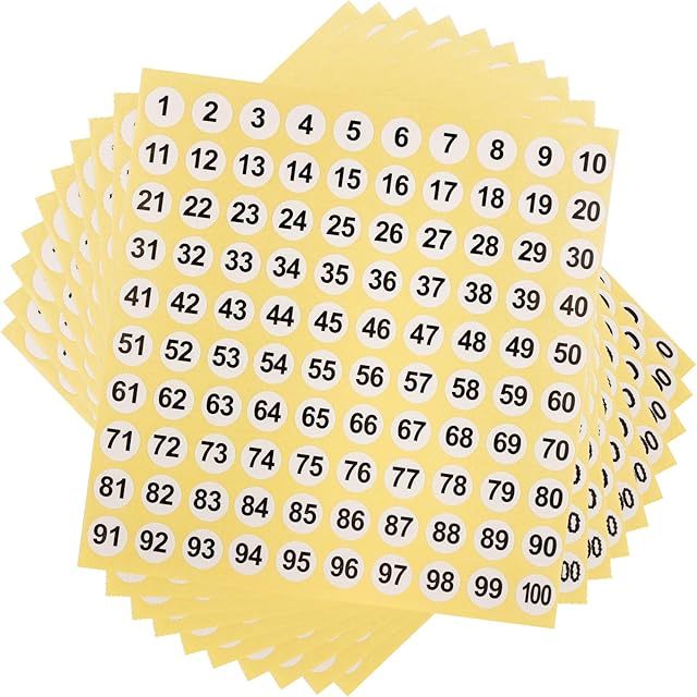 GODLOVEM 30 Sheets Number StickersRound Number Labels 1 to 100 Adhesive Stickers for Home and Office Storage Management