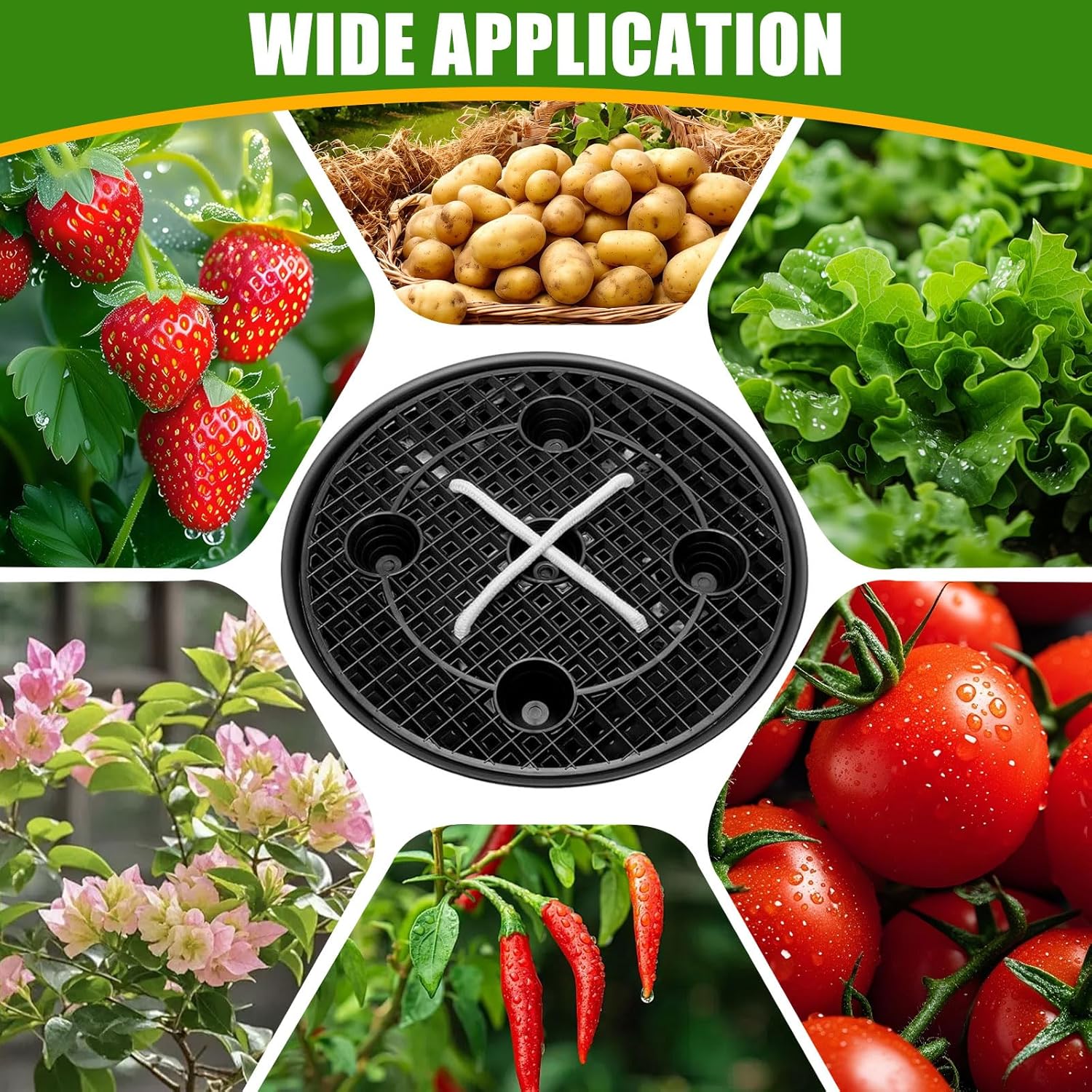4 Pack Self-Watering Base for Fabric Pot,Auto-Irrigation Water Delivery System,14Inch Plastic Plant Saucer Stand for for Indoor-Outdoo and Grow Tents Greenhouses