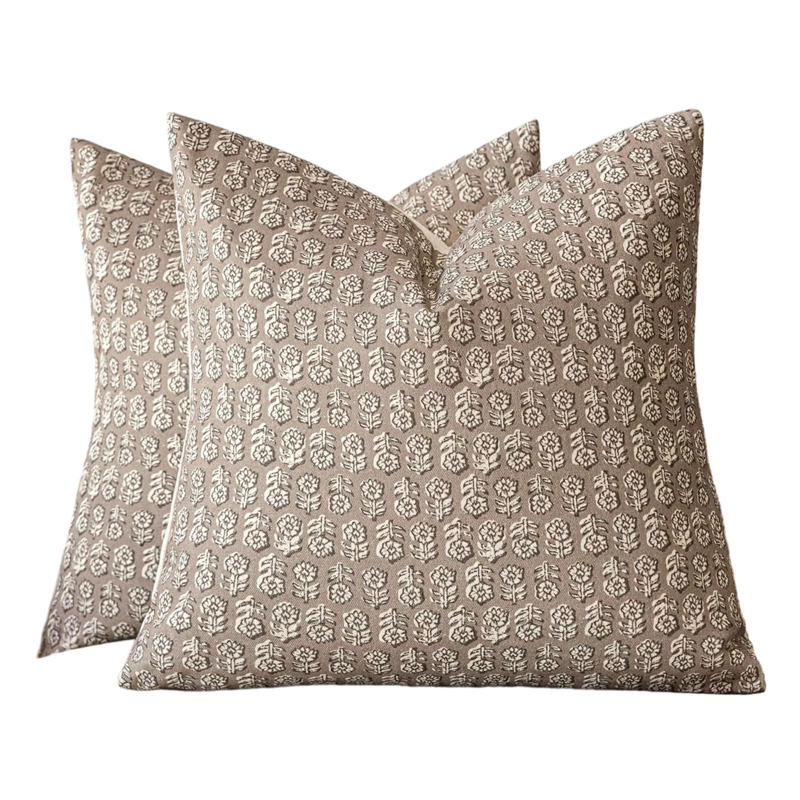 Ficopano Set of 2 Soft Cushion Covers, Beige Decorative Throw Pillow Covers, Modern Square Cushions for Sofa Living Room Bedroom Home Decoration (Beige, 50cm x 50cm)