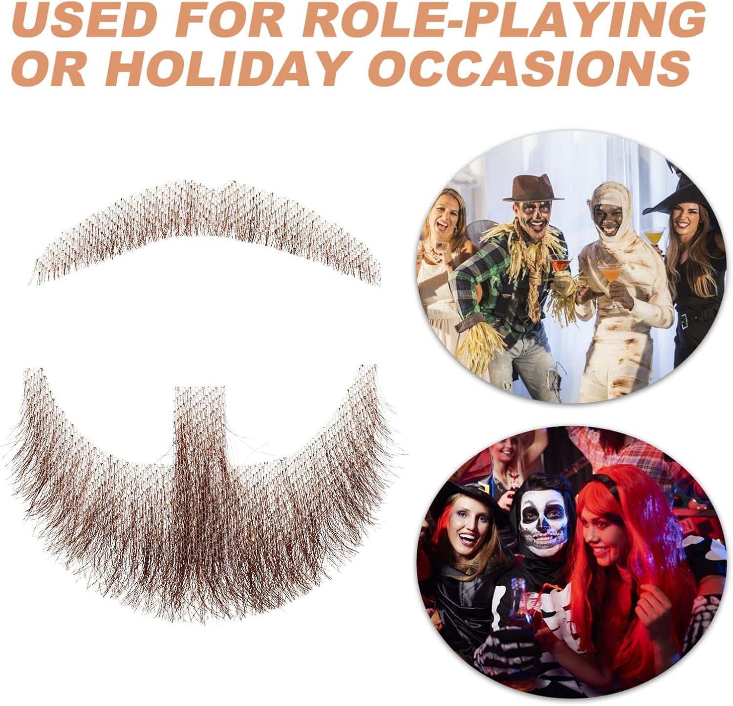 Holibanna 1set Realistic Fake Beard Set for Cosplay Comfortable Fit for Halloween and Themed Parties Enhances Masculinity Versatile Use Movies and Theater Light Brown