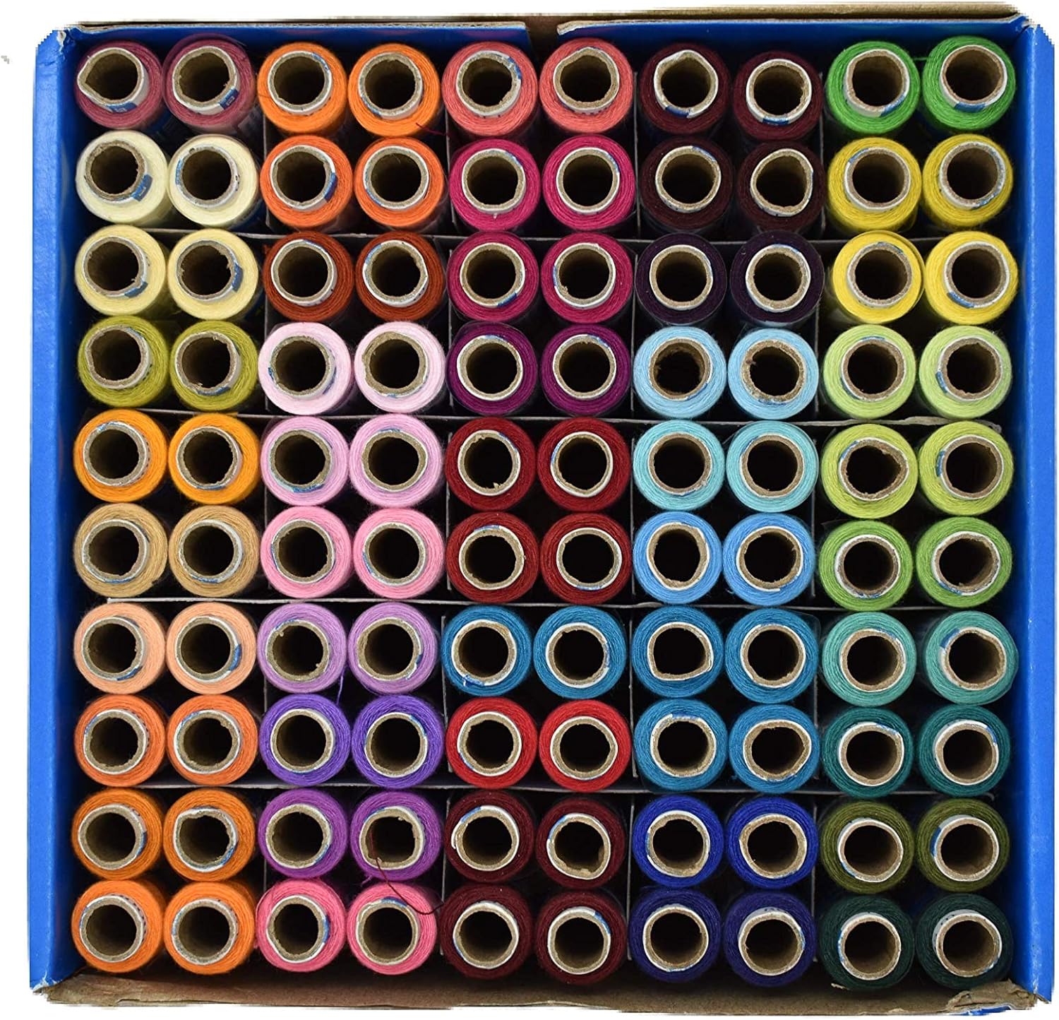 HUNNY-BUNCH Premium Moon Polyester Sewing Thread 3 Ply (135 Meters of Each Tube - 100 Tubes Per Box) Multicolored (2001L)