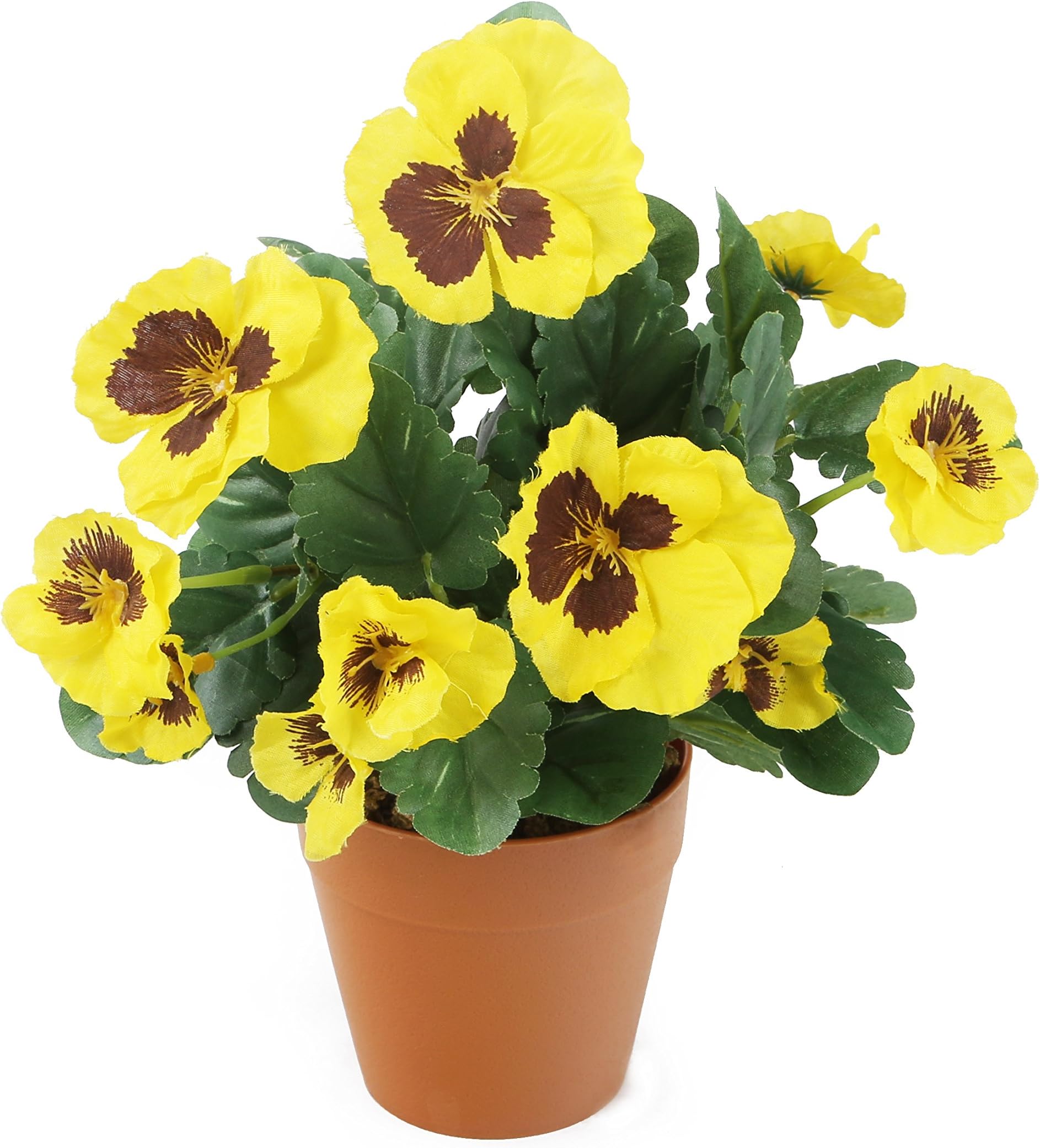 Closer2Nature Artificial 30cm Yellow Pansy Plug Plant, Bedding Plant Bunch for Indoors in Home, Office or Outdoor Foliage in Garden