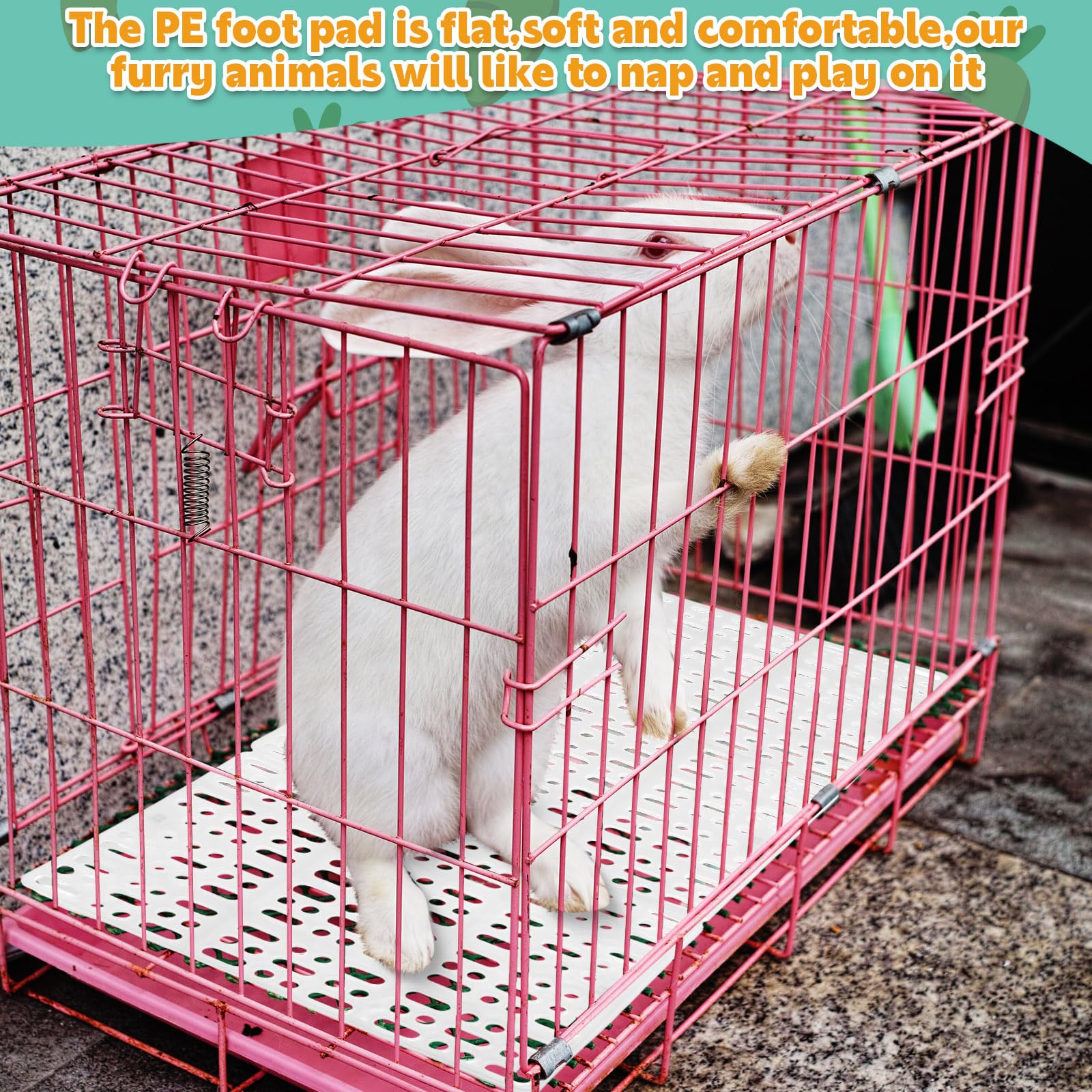 BBTO Kaninchenkäfigmatte aus Kunststoff, langlebig, für kleine Tiere, mit praktischen Verbindungen, Hasen-Pads für einfache Reinigung, für Kaninchen, Ratten, Meerschweinchen, Katzen, Weiß, 24 Stück