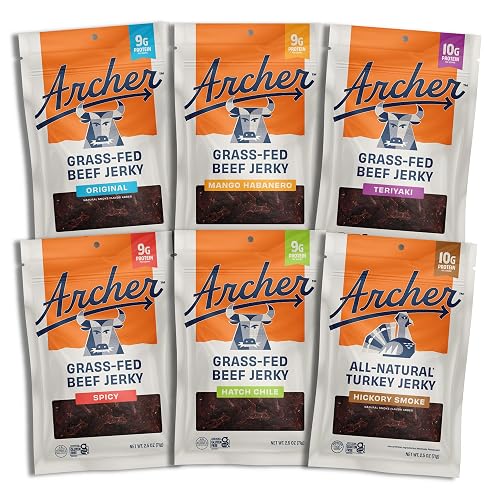 Archer Jerky Beef Jerky Variety Pack, Gluten Free, Paleo - 2.5 Oz, 6 Pack