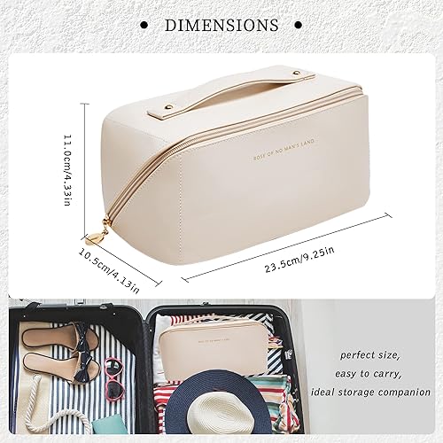 Miniatura 2 de Nuevo bolso cosmético del viaje de la capacidad grande, bolso del organizador del maquillaje, diseño interior claro del bolsillo, Blanco-C