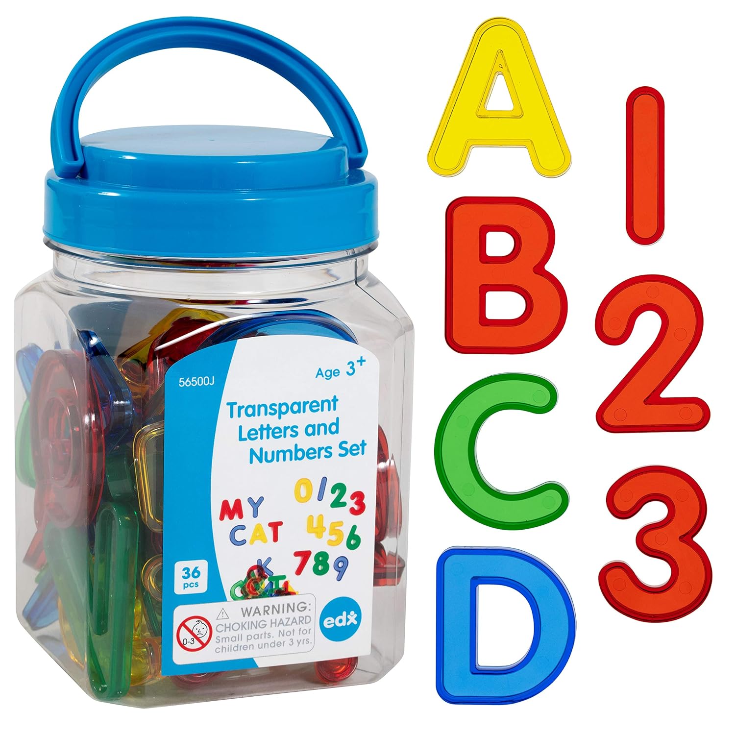 edxeducation Transparent Letters and Numbers Mini Jar