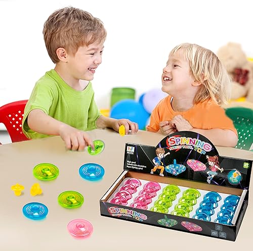 Miniatura 6 de Sepco 24 piezas de tapas giratorias intermitentes iluminadas a granel juguetes que brillan en la oscuridad, giroscopio recuerdos de fiesta para