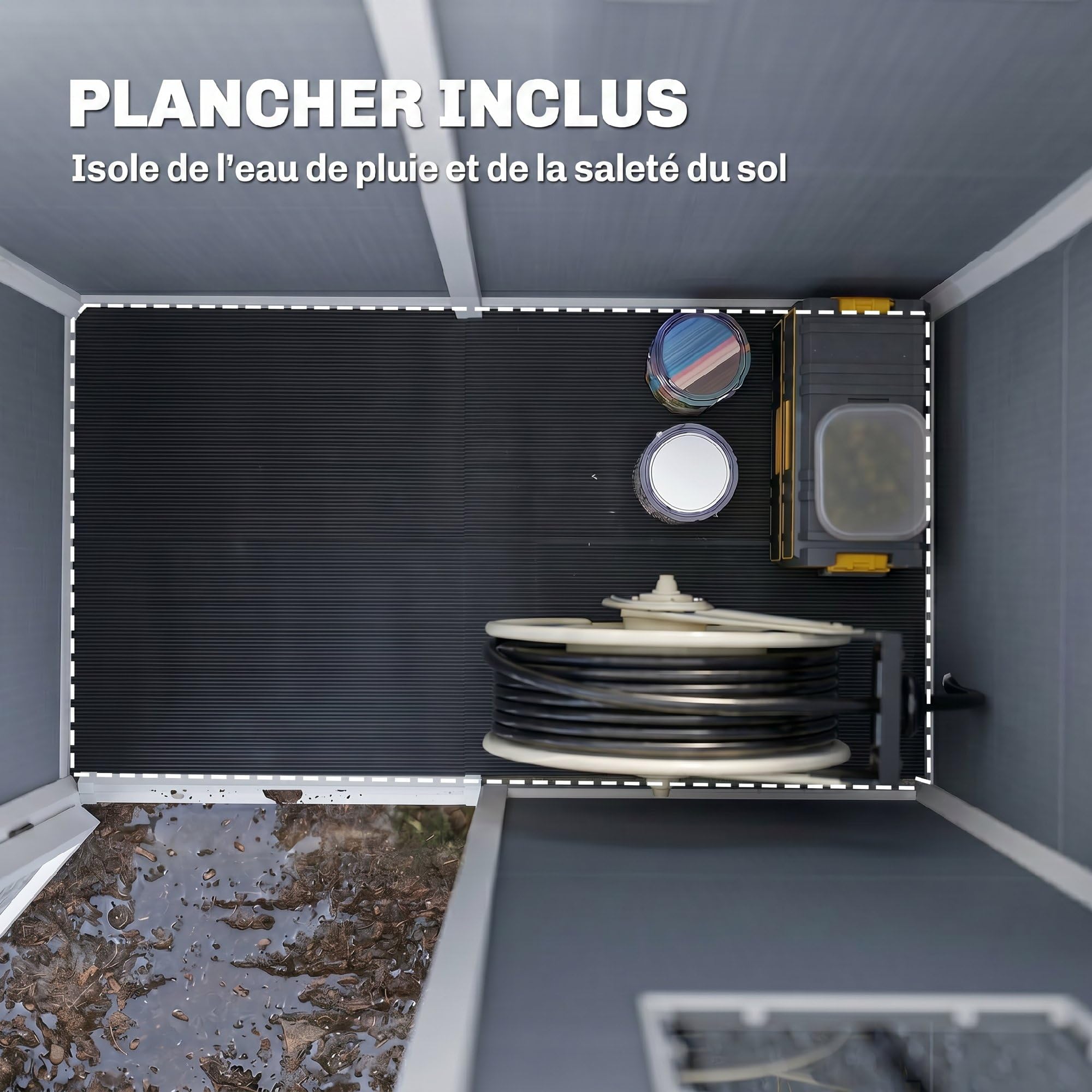 Outsunny Abri de Jardin 1,14 m² Aération Fenêtre 151L x 92l x 193H cm Gris | Cabane de Jardin pour Outils, Porte Verrouillable, Plastique
