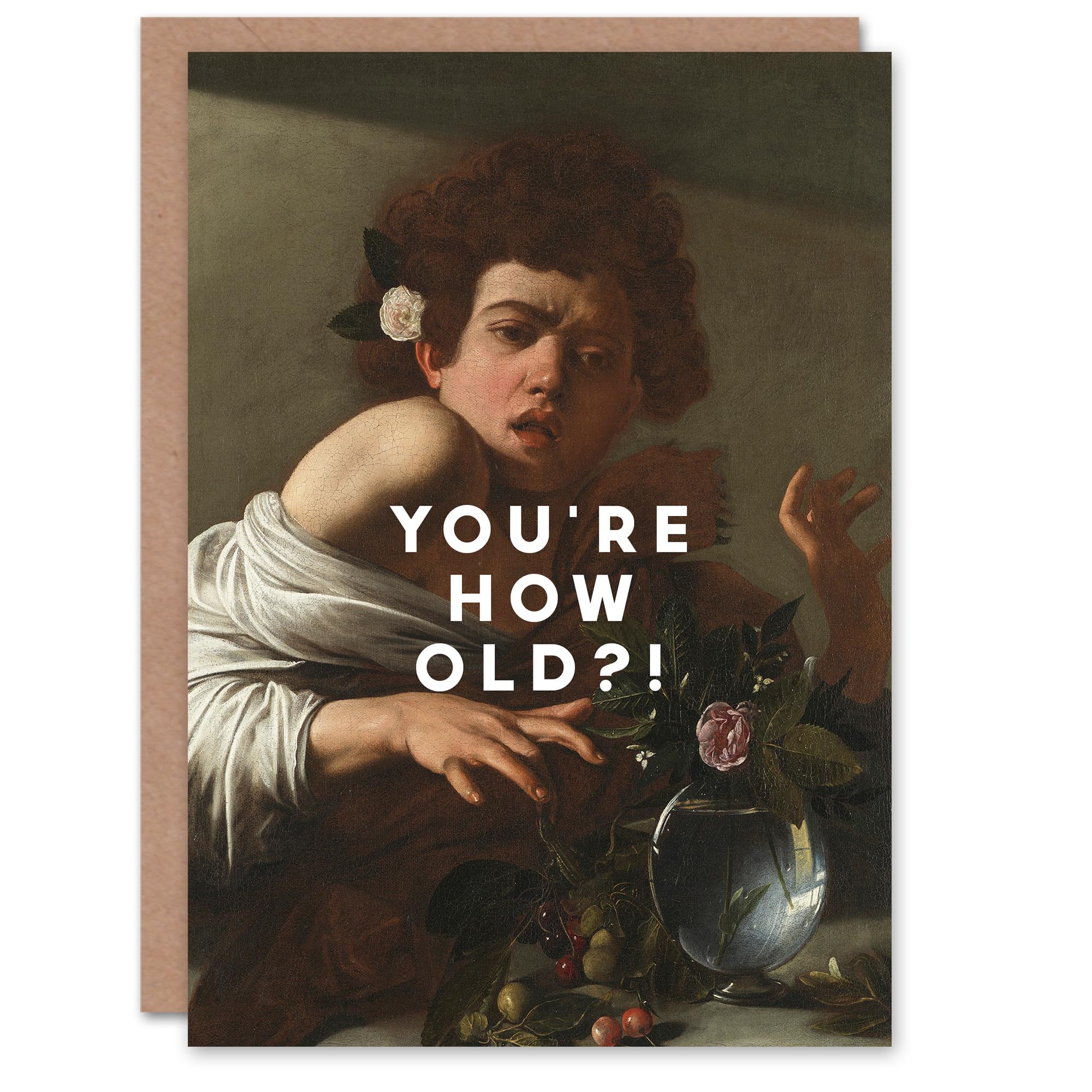 Wee Blue Coo Birthday Card You're How Old?! Shocked Caravaggio Painting Funny