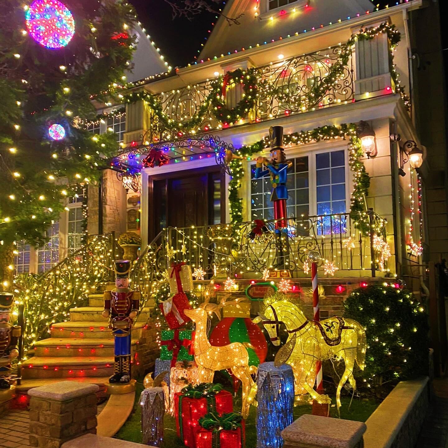 YEGUO 165ft 500 LED String Lights Outdoor Waterproof, Warm White Christmas Lights Indoor, 8 Modes Green Wire Twinkle Xmas Tree Lights Plug in with Memory Timer