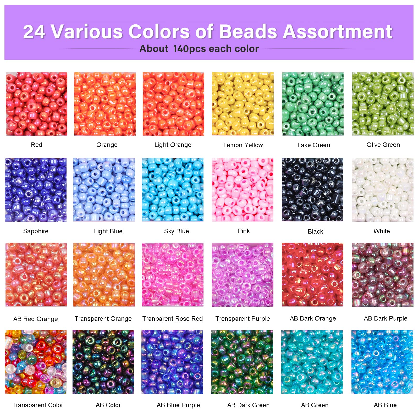 Yholin 4mm Glass Seed, 6/0 Small Pony Beads Jewelry Making Kit, DIY Art Craft Gifts