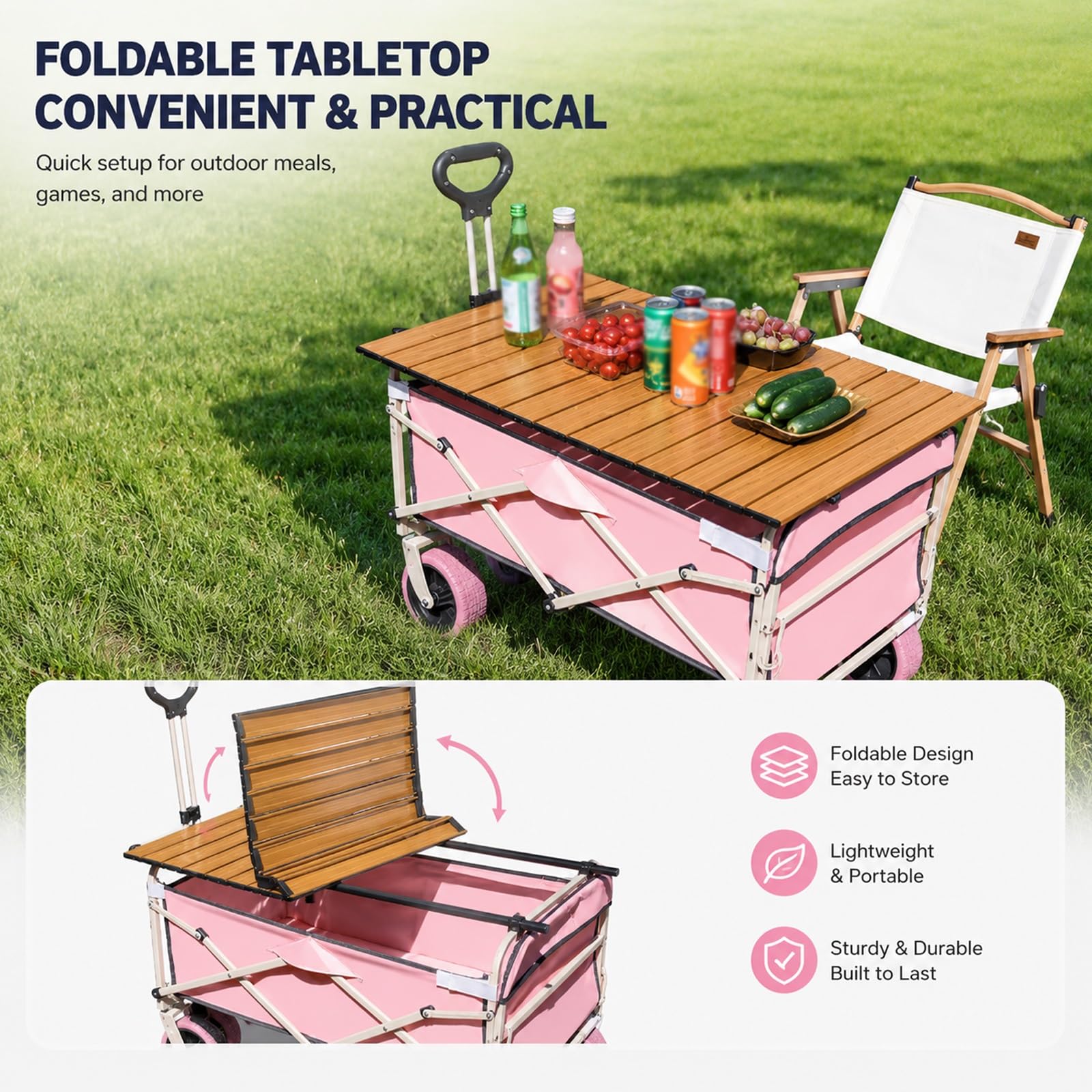 Carrito de Venta Plegable para Exteriores con Toldo y Ruedas, Puesto Móvil Comercial para Mercados, Venta Ambulante, Camping y Eventos(Black,118cm/46in)