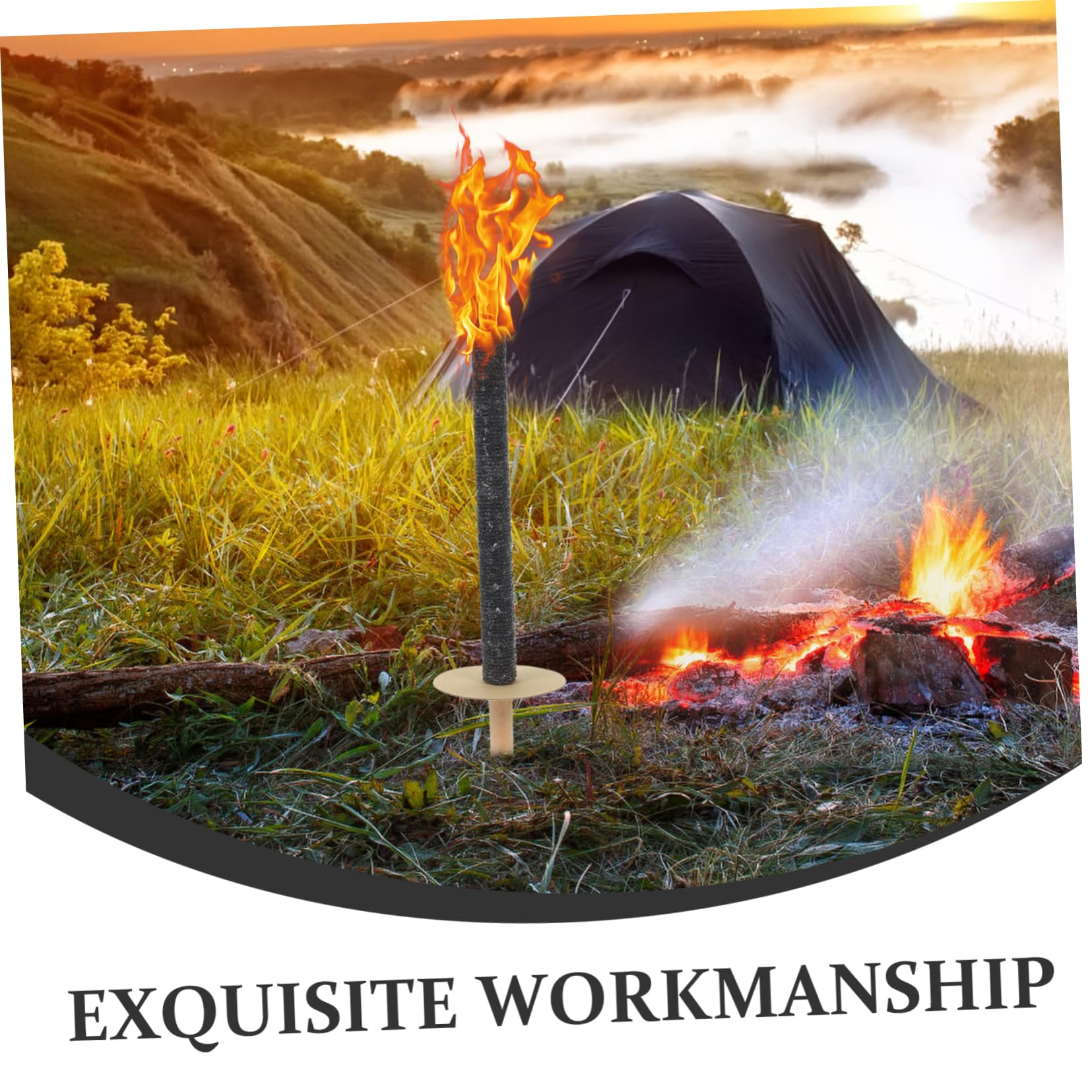 BESTonZON 3 Piezas Antorchas de Exteriores de Madera de Antorchas de Mano para Eventos Iluminación para Bodas Fiestas y Camping Con Duración de Combustión Sin Necesidad de Herramientas