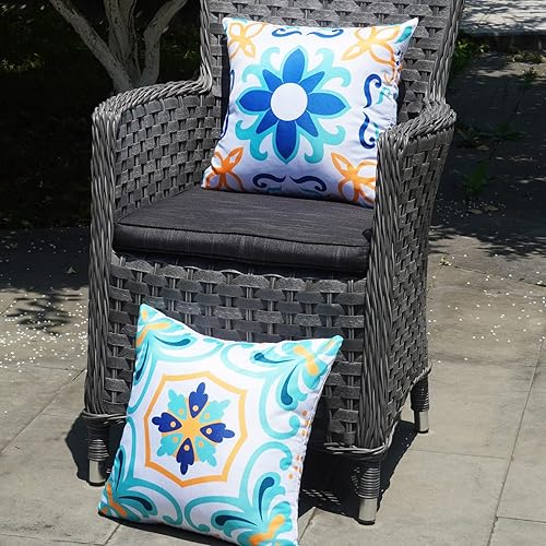 Miniatura 3 de ONWAY Juego de 4 fundas de almohada bohemias para exteriores, impermeables, de 16 x 16 pulgadas, juego de 4 almohadas decorativas florales para