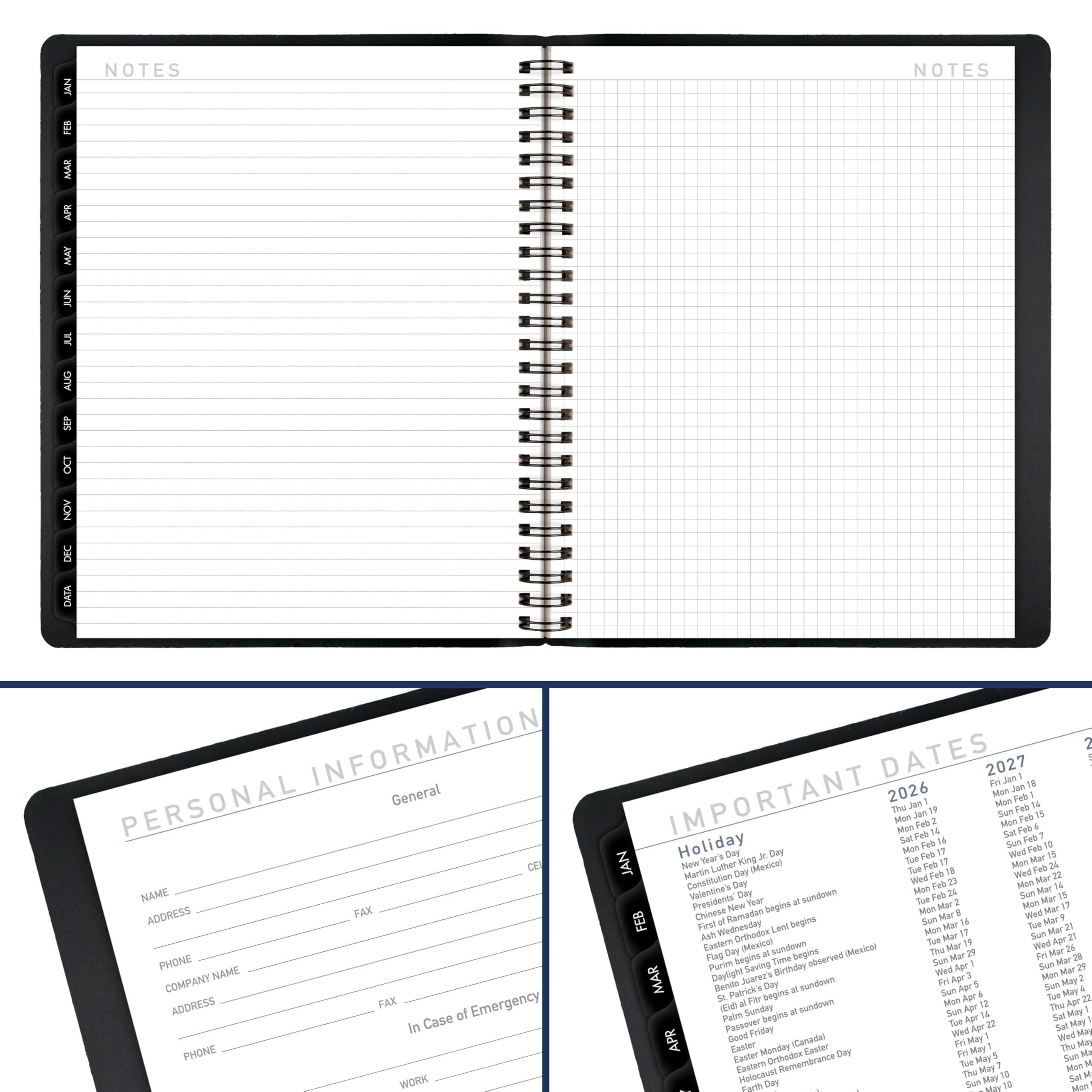 AT-A-GLANCE Agenda 2026, mensile, 17,8 x 22,2 cm, media, contemporanea, nera (70120X0526)