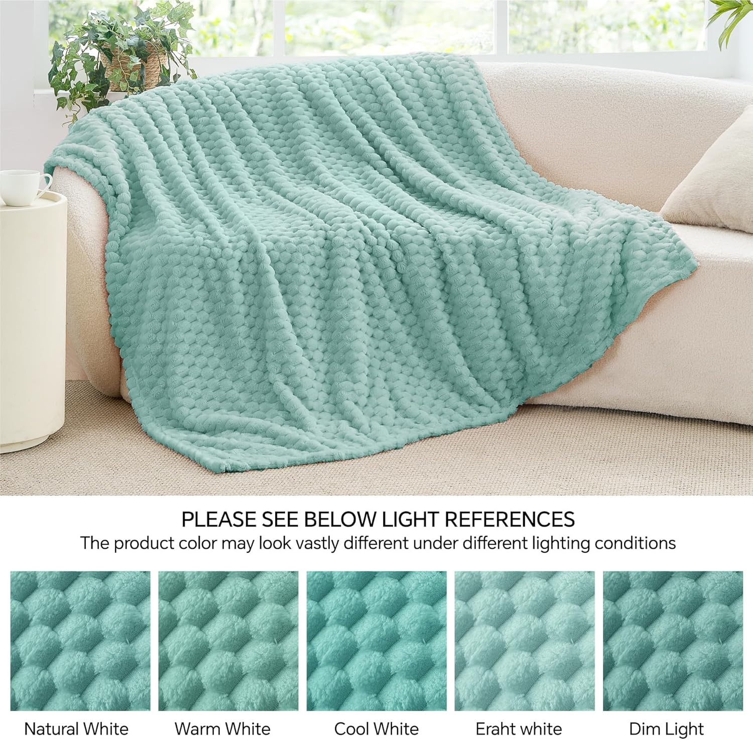 BEDELITE Fleece Throw - Twin Blanket for Bed Couch, 3D Jacquard Decorative Haze Blue, Soft Cozy Warm Plush Fuzzy Blanket for All Seasons, 60x80Inches - Image 8