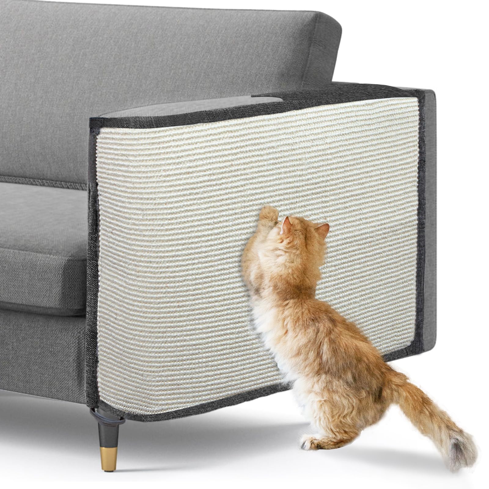 Protector de sofá de tamaño grande para gatos, protector de sofá de sisal de 69.8 x 49.8 cm contra arañazos de gatos/perros para uso en sofá de brazo grande (tamaño grande para mano izquierda)