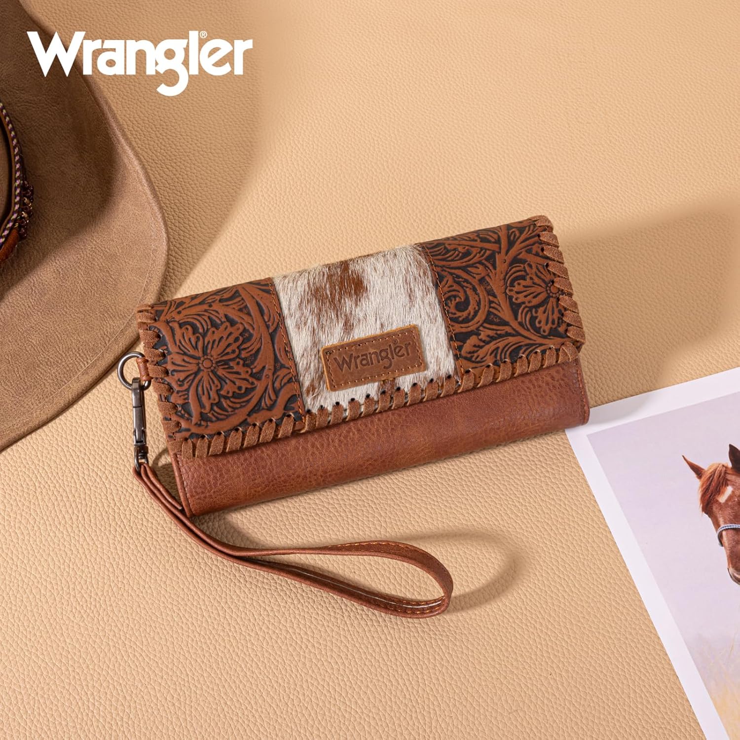 Montana West X Wrangler Western Wallets for Women Trifold Wristlet Wallets Large Capacity Women Clutch Wallet with Coin Purse - Image 6