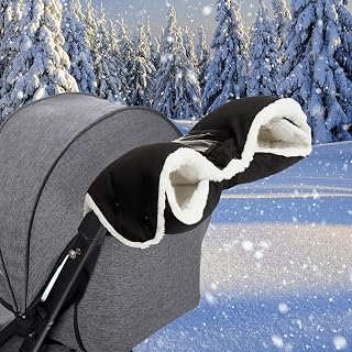 Stroller Hand Muff,Baby Stroller Warmmuffs Gloves Thick Anti-Freeze Mittens Hand Warmer,Universal Warm Winter Gloves Water Repellent Pram Hand Muff with Touch Screen Phone Bag for Cold Weather