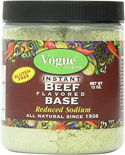 Vogue Cuisine Beef (Vegetarian Beef) Soup & Seasoning Base 12oz - Low Sodium, Gluten Free, All Natural Ingredients