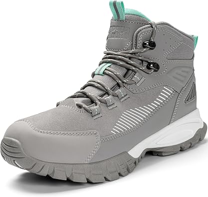 R CORD Womens Hiking Boots Waterproof Slip-Resistant Traction Cushioned Arch Support Durable Comfort for Rainy Days Daily Dog Walks Yard Work Outdoor Use