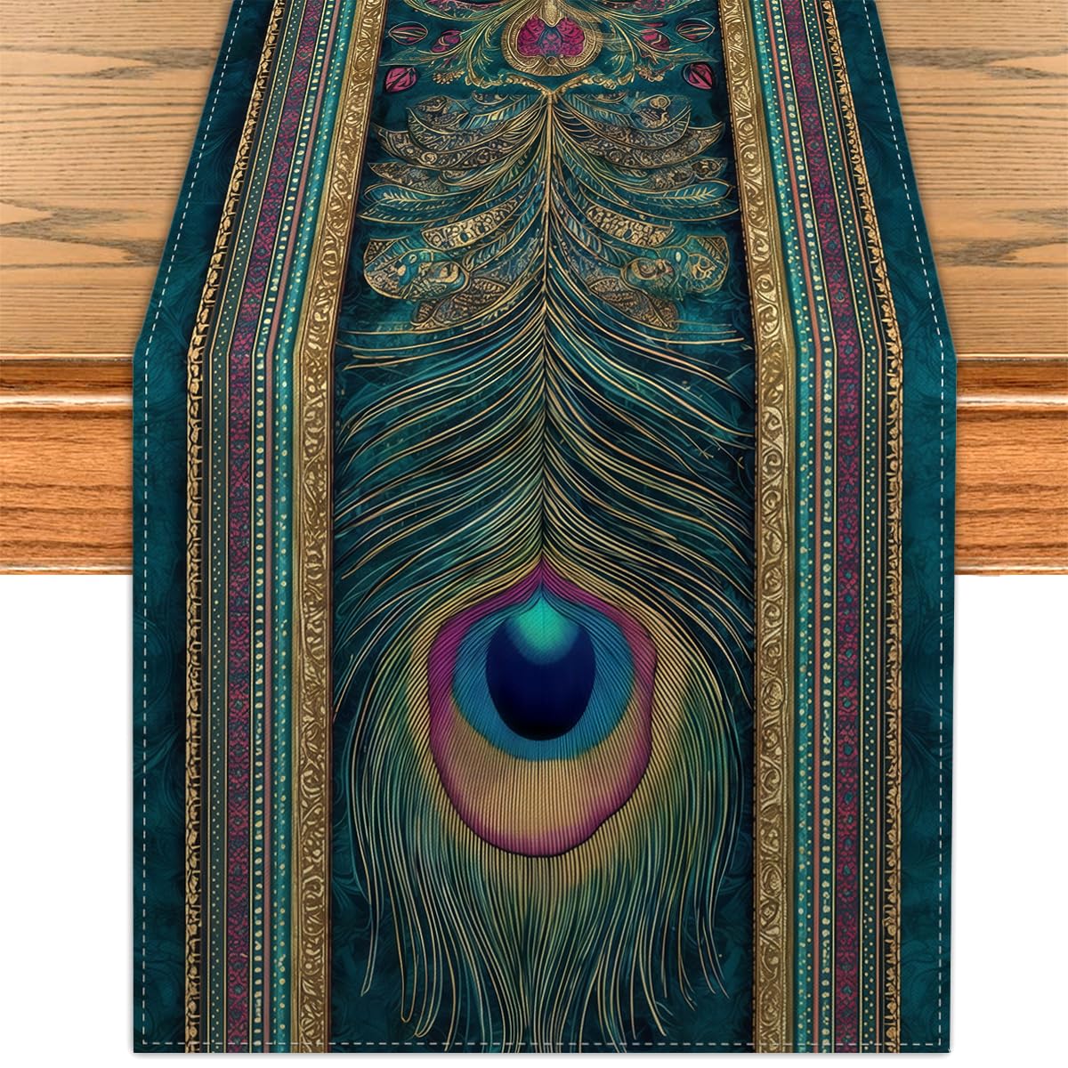 Flaircave Blue Happy Diwali Table Runner Indian Festive Rangoli Kitchen Dining Table Centerpiece Deepavali Rangoli Pooja Decor Red Diwali Decorations For Home