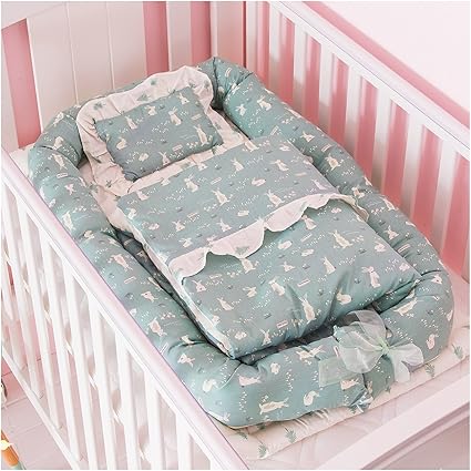 Amazon 妖八 ベビーベッド 柔らかい 快適 ポータブル ベビーマットレス 適0 24月大赤ちゃん グリーン ベビー布団 寝具 ベビー マタニティ 通販