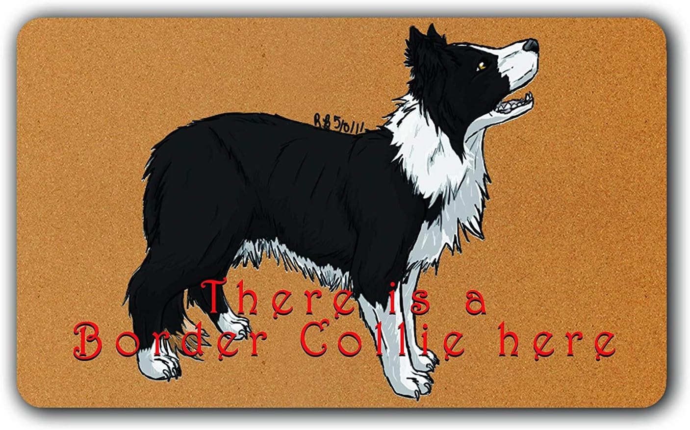 There is a Border Collie here Funny Door Mat Indoor/Outdoor Rubber Non Slip Doormat For Patio Front Door