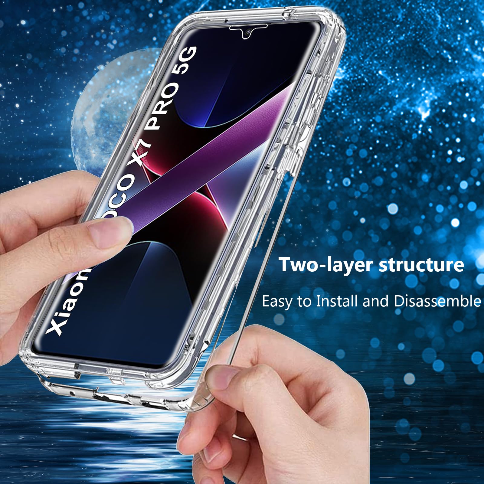 Etui do Xiaomi Poco X7 Pro 5G, odporne na wstrząsy etui do Poco X7 Pro z osłoną ekranu 360 Full Body Wytrzymała dwustronna przezroczysta obudowa TPU do Poco X7 Pro 5G, przezroczysta