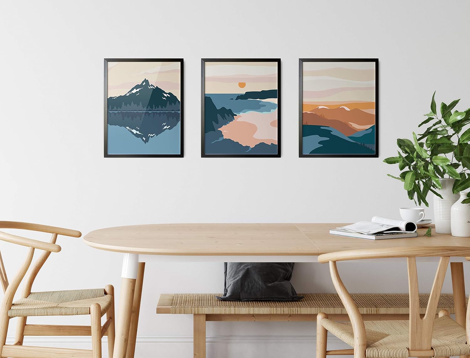 Nature Wall Art Prints Landscape Mountain Decor - by Haus and Hues | Mid-Century Wall Art | Modern Wall Decor Mountain Wall Art | Mountain Art Wall Decor (UNFRAMED) (8x10): Posters & Prints