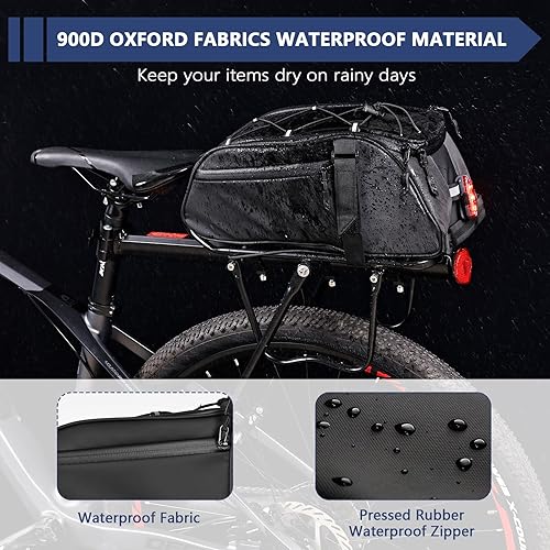 Miniatura 3 de ZIMFANQI Bolsa trasera de bicicleta reflectante, resistente al agua, bolsa de almacenamiento para maletero de carga, bolsa de pecho de 8 litros de