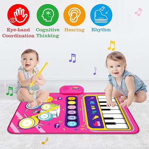 Miniatura 6 de Juguetes para niñas de 1 año tapete de piano para bebés, juguetes para niños pequeños de 1 a 2 años de edad, 2 en 1, tapete musical para bebés,