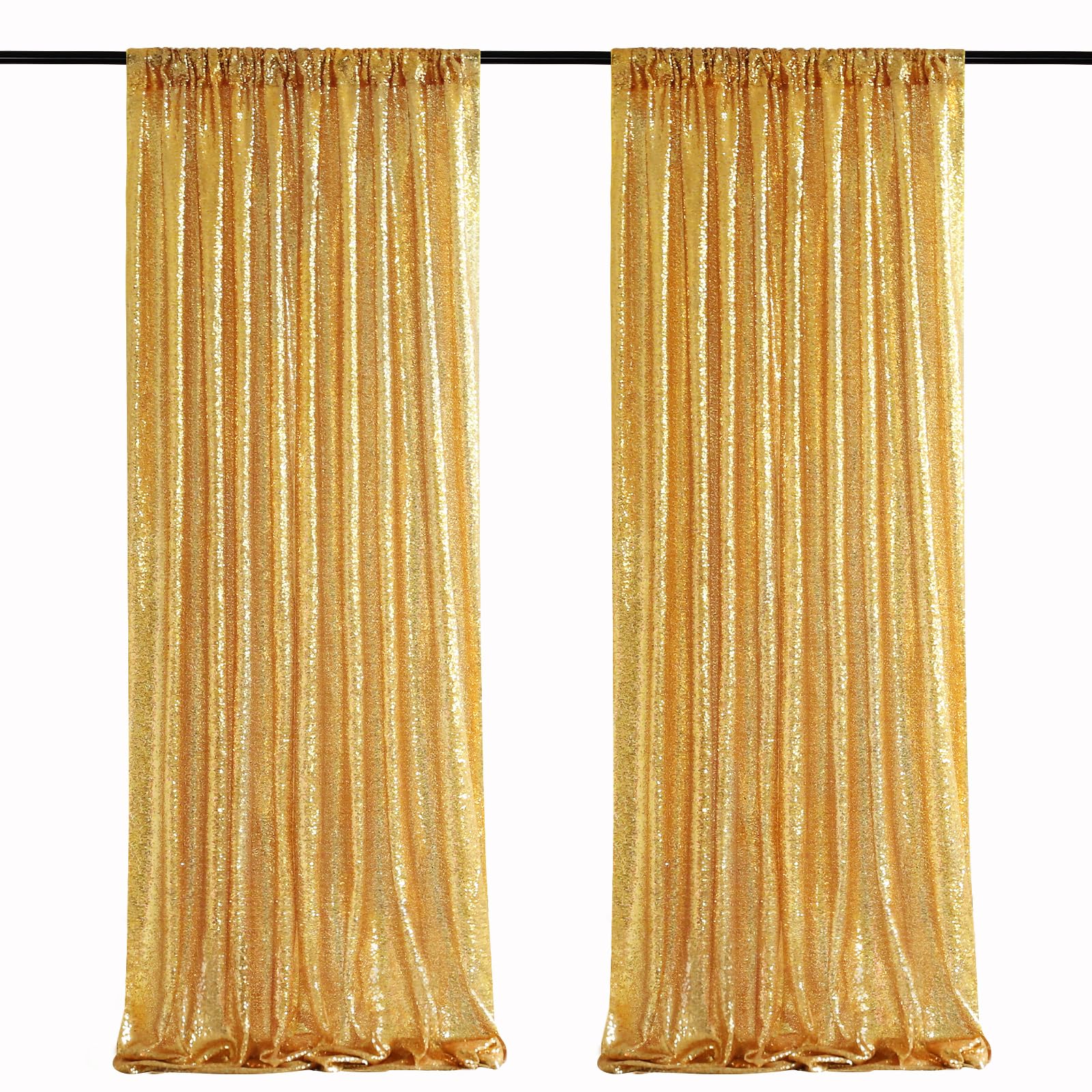 SoarDream Gold Sequin Backdrop Curtain Panels Stage 2 Pieces 2FTx8FT Wedding Party Background Drapes