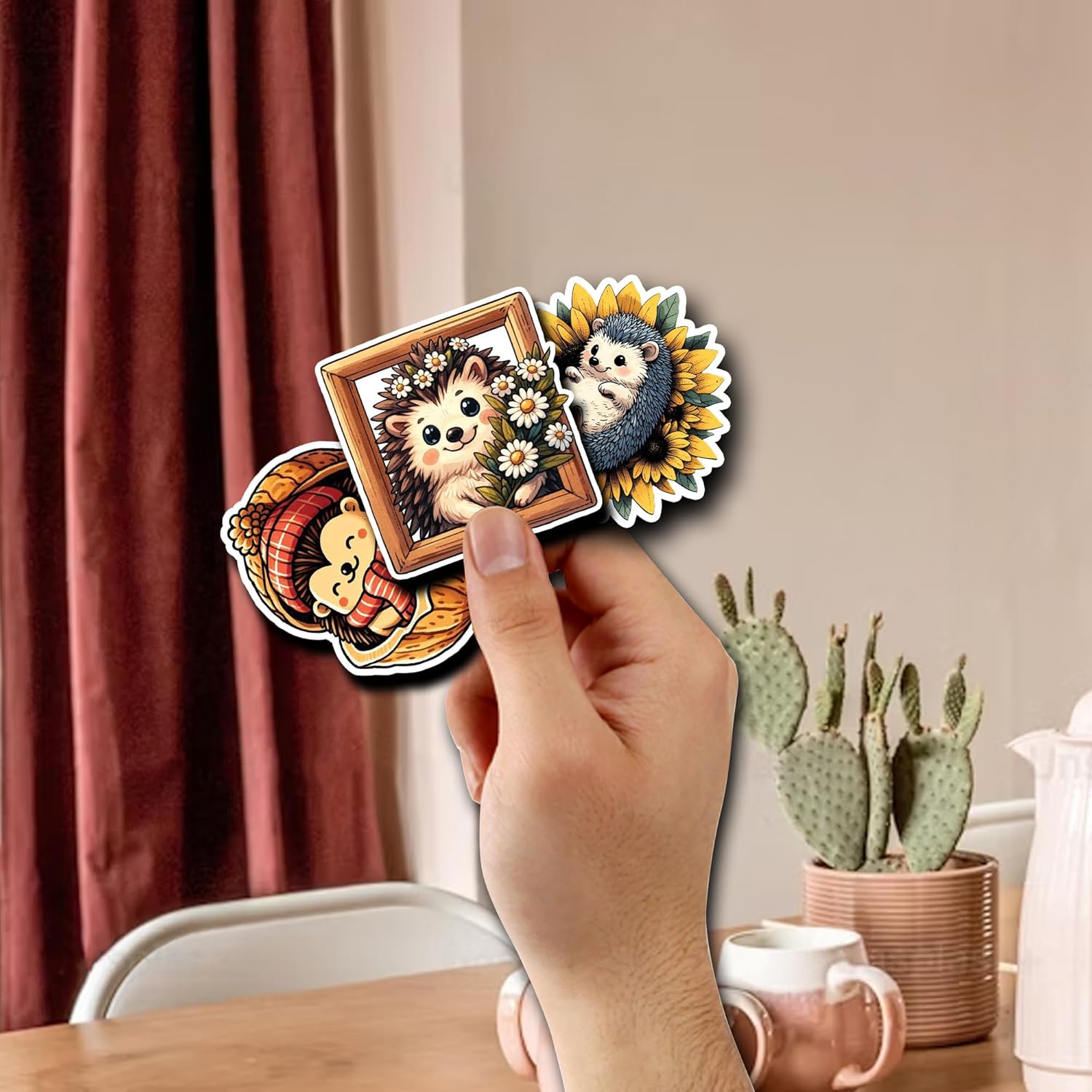 Pack 50 PCS Hedgehog Stickers Cute Animal Waterproof Vinyl Decal Decor Water Bottle Latop Phone Case Suitcase Scrapbook Car Bike Skateboard Birthday Gifts for Girl Kid Teen - Image 5