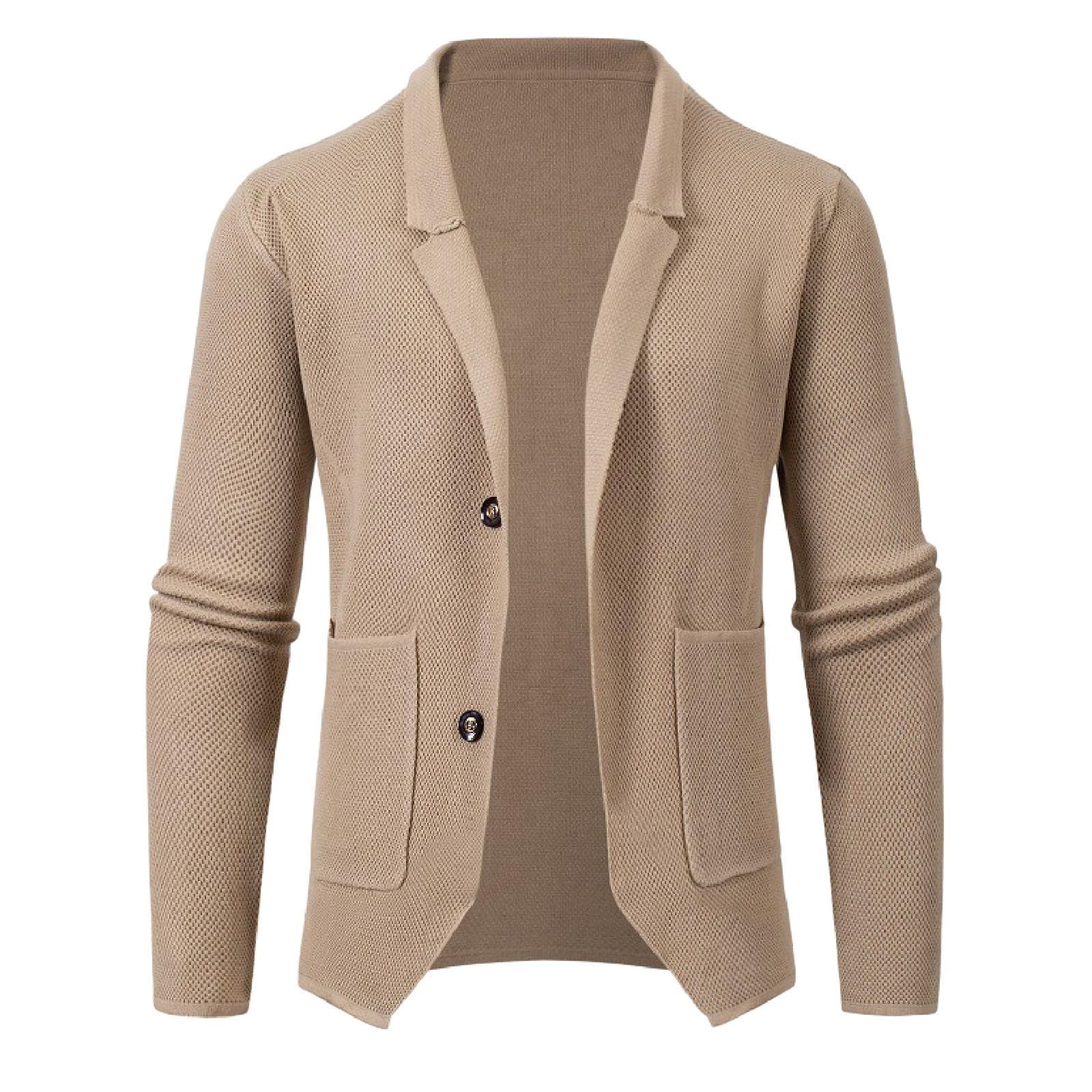 Cárdigan De Invierno para Hombre, Chaqueta con Botones Hombre Cuello Chal con Cable Suéte Manga Larga De Color Sólido Elegante Cálido Jersey con Botones para El Ocio Y El Autocultivo
